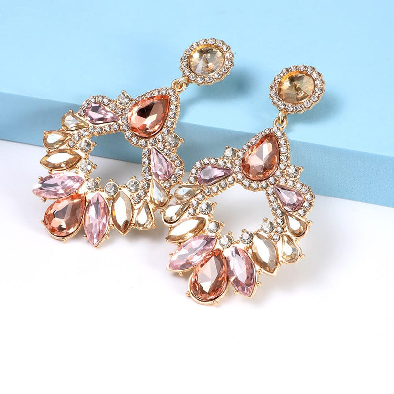 PINK CRYSTAL CHANDELIER DROP EARRINGS JEWELLERY styleofcb 