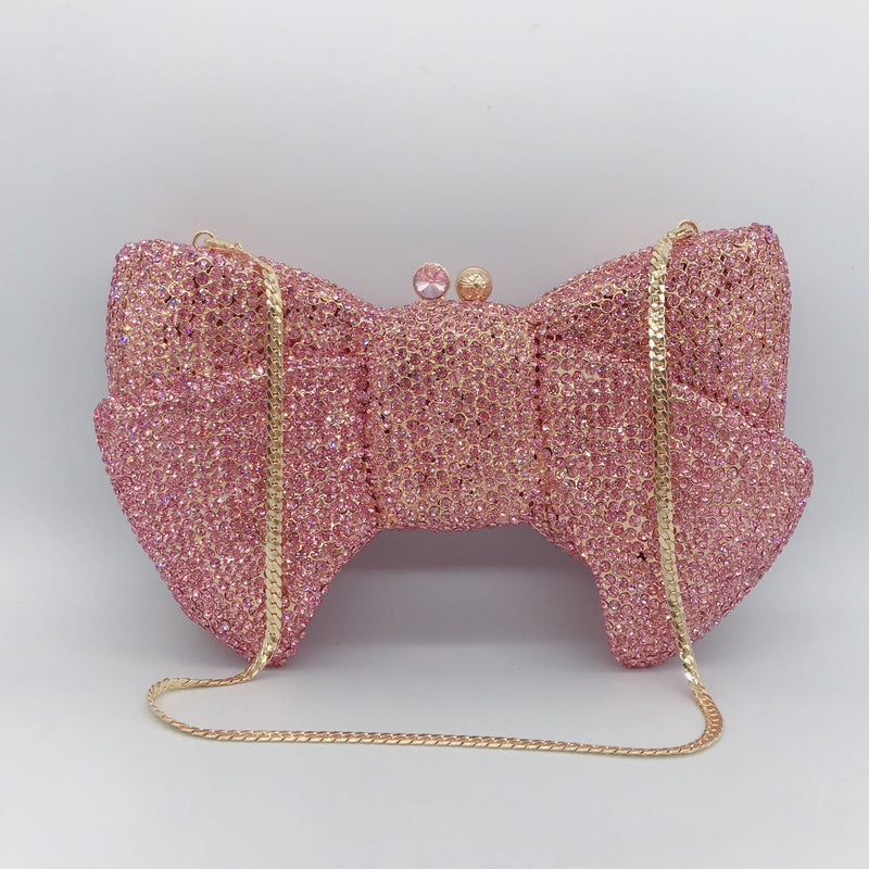 SHERAH CRYSTAL BOW BAG IN PINK