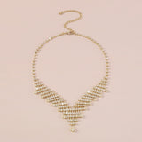 GOLD RHINESTONE V-SHAPED NECKLACE