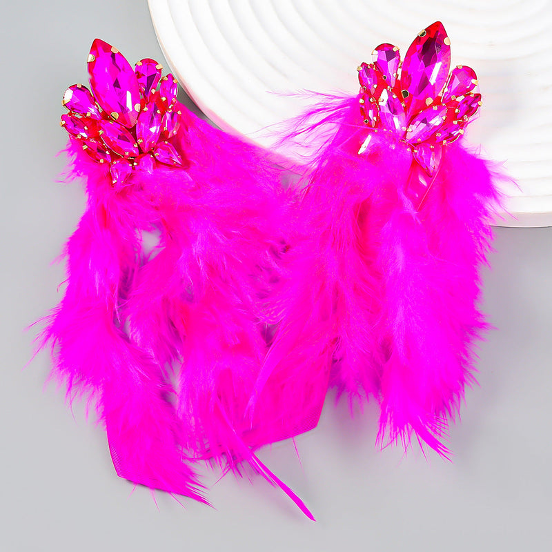 RHINESTONE FEATHER EARRINGS