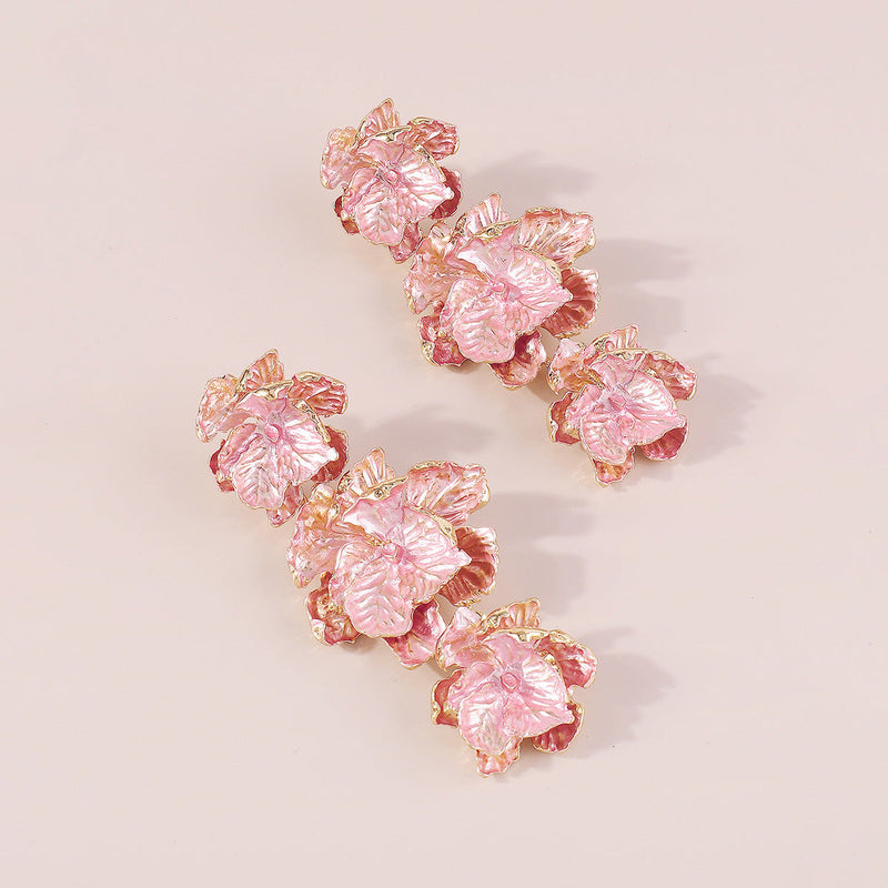 PINK 3D FLOWER EARRINGS