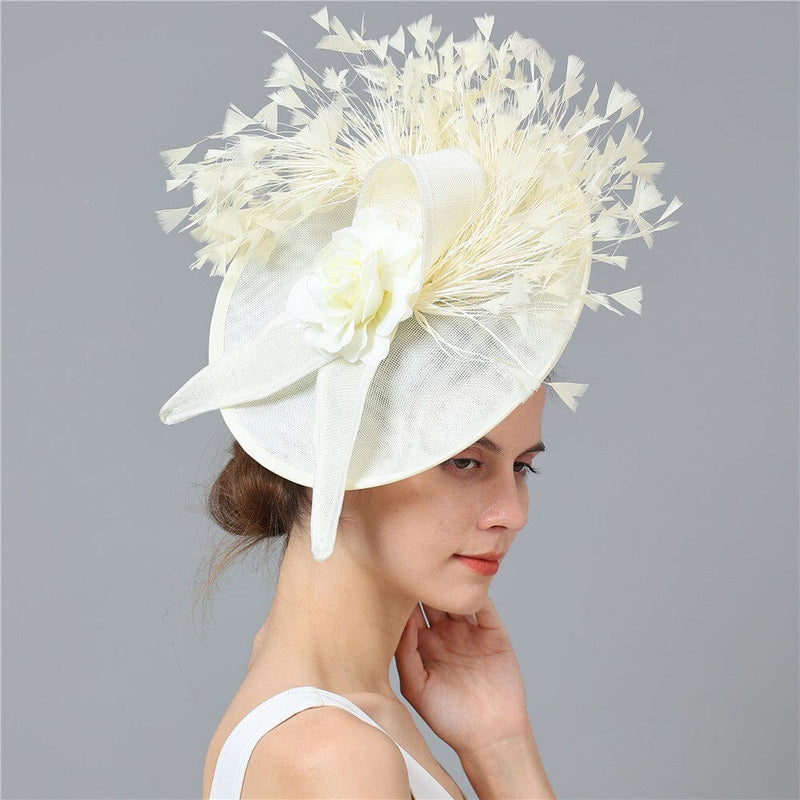 CREAM ELEGANT FEATHER FASCINATORS styleofcb 