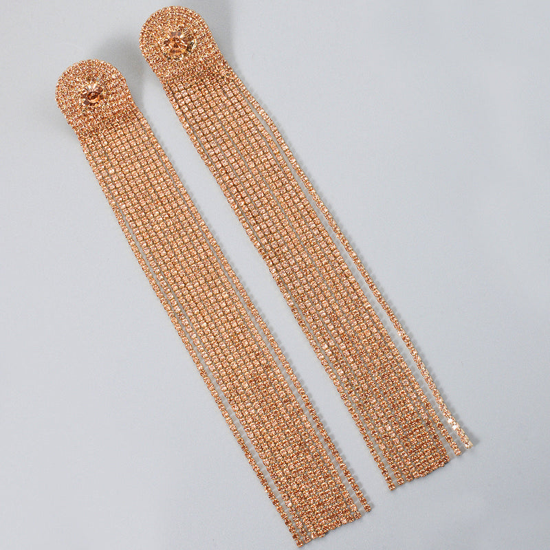 NOLA MULTI DIAMANTE TASSEL EARRINGS IN GOLD