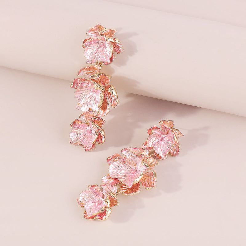 PINK 3D FLOWER EARRINGS