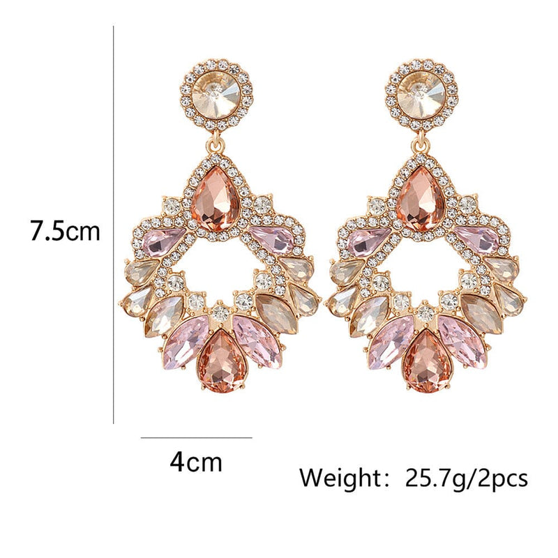 PINK CRYSTAL CHANDELIER DROP EARRINGS JEWELLERY styleofcb 