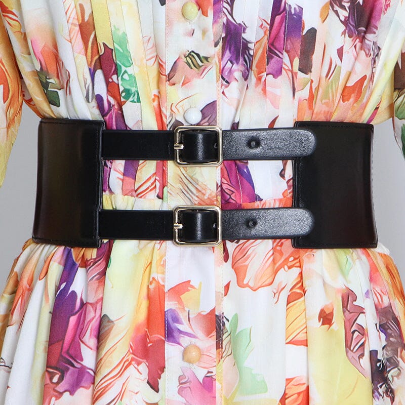 POISE PRINT SILK MIDI DRESS IN MULTI-COLOR DRESS STYLE OF CB 