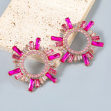 ANISA CRYSTAL HOOP EARRINGS IN PINK