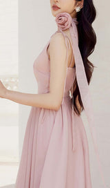 PLEATED FLARE BOTTOMING MIDI DRESS IN PINK DRESS STYLE OF CB