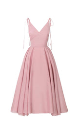 PLEATED FLARE BOTTOMING MIDI DRESS IN PINK DRESS STYLE OF CB