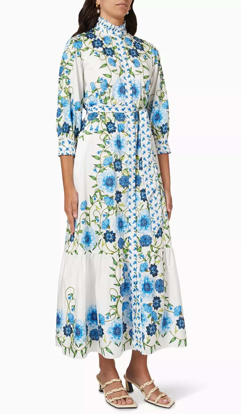 RETRO-INSPIRED TIERED MAXI DRESS IN BLUE DRESS styleofcb 