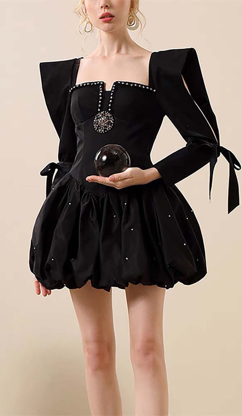 RHINESTONE HEM MINI DRESS IN BLACK DRESS STYLE OF CB 