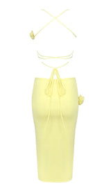 RIBBED CUT OUT MIDI DRESS IN YELLOW DRESS styleofcb 