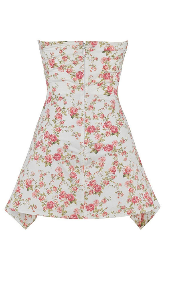 ROSE PRINT MINI DRESS IN WHITE Dresses styleofcb 