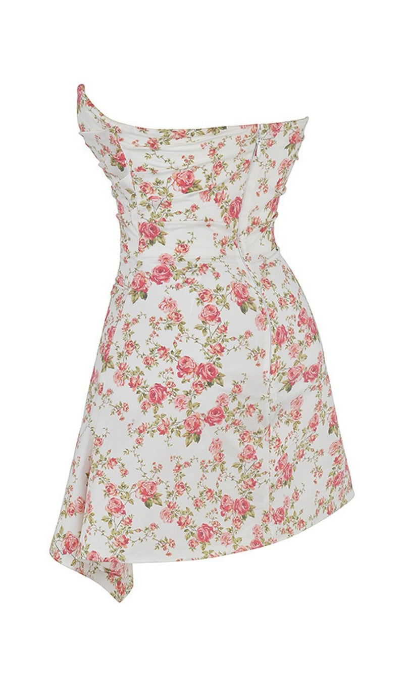 ROSE PRINT MINI DRESS IN WHITE Dresses styleofcb 