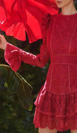 RUFFLED TIERED MINI DRESS IN RED DRESS STYLE OF CB 