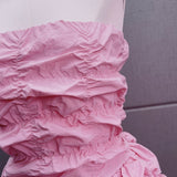 FOLDING RUFFLED MINI DRESS IN PINK