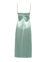 VESTITO MAXI IN RASO HALTER VERDE 