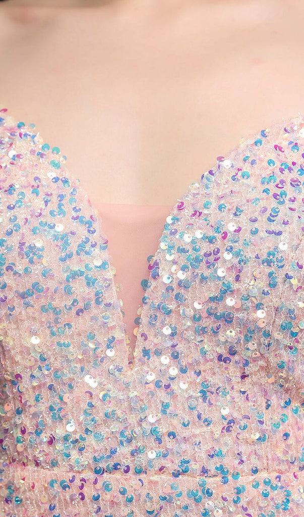 SEQUINED PLUNGE MIDI DRESS DRESS STYLE OF CB 