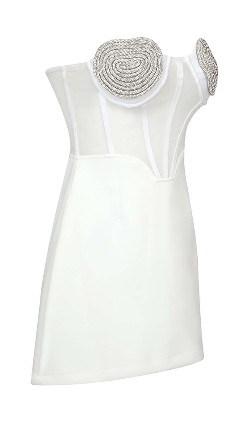 STRAPLESS HEART BUSTIER MINI DRESS IN WHITE DRESS styleofcb 