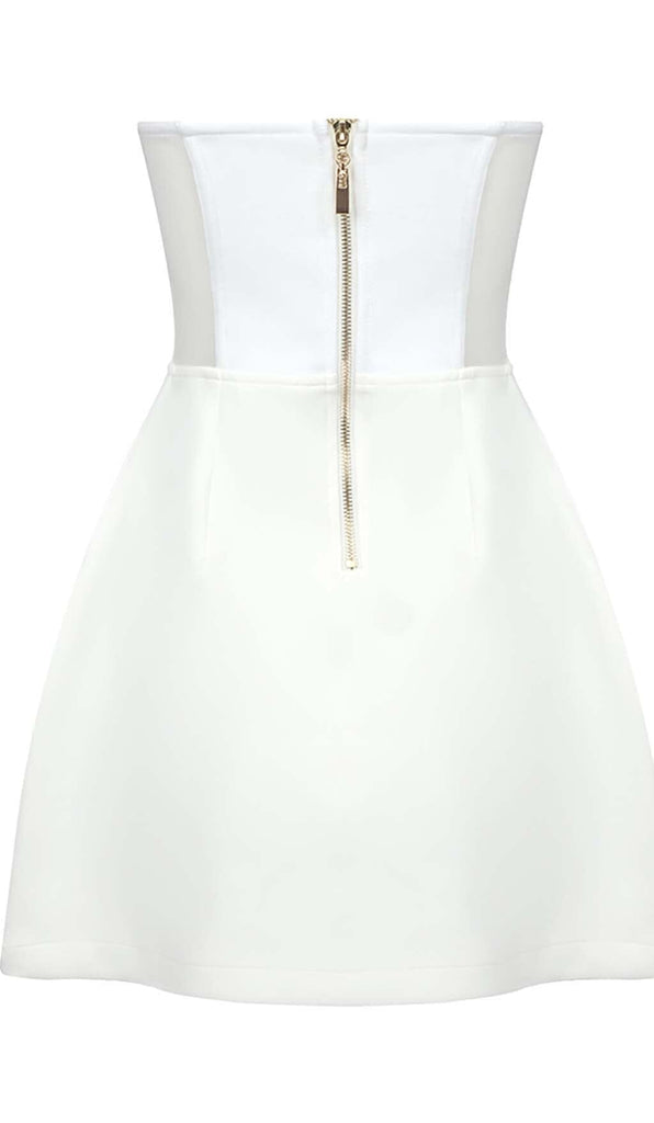 STRAPLESS HEART BUSTIER MINI DRESS IN WHITE DRESS styleofcb 