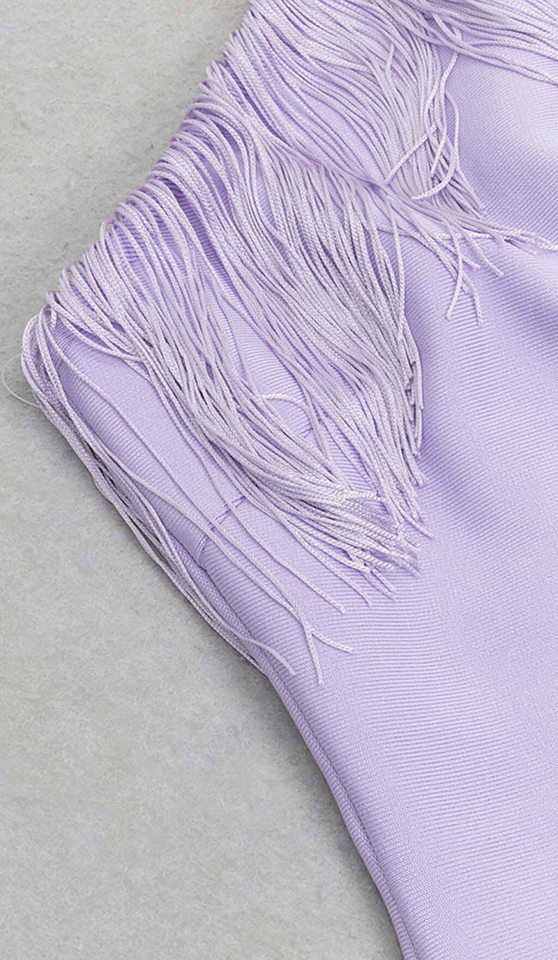 TASSEL SLEEVELESS MIDI DRESS IN LILAC