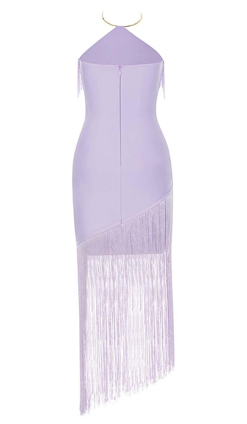 TASSEL SLEEVELESS MIDI DRESS IN LILAC