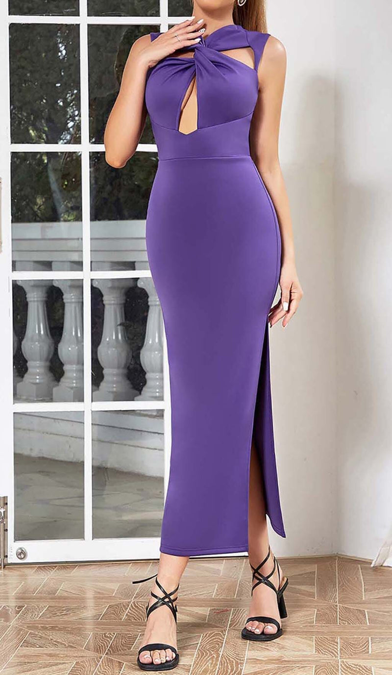 TWIST FRONT CUT OUT MAXI DRESS IN PURPLE DRESS styleofcb 