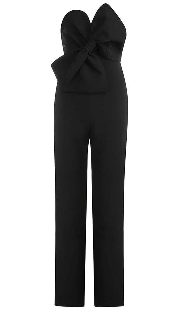 TWISTED BOW SILK FAILLE JUMPSUIT DRESS STYLE OF CB S BLACK 