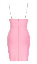 V-NECK CRYSTAL STRAP MINI DRESS IN PINK DRESS STYLE OF CB 