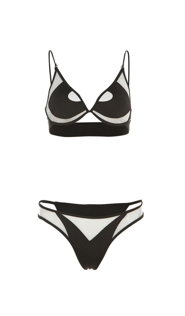 MESH CUOUT BIKINI TWO PIECE SET IN BLACK Swimwear styleofcb 