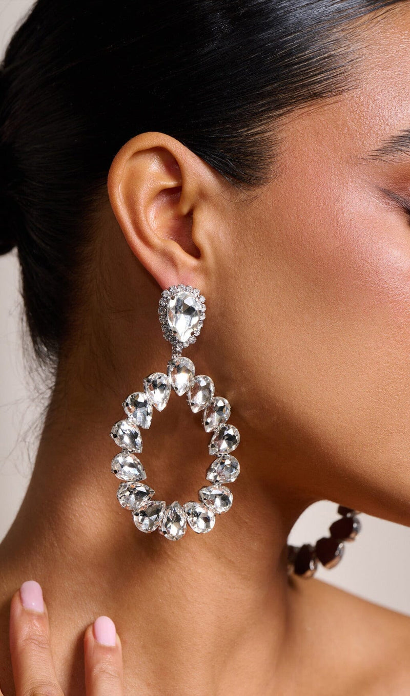 SILVER DIAMANTE TEARDROP EARRINGS JEWELLERY styleofcb 