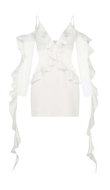 RUFFLED LACE MINI DRESS IN WHITE DRESS STYLE OF CB S WHITE 