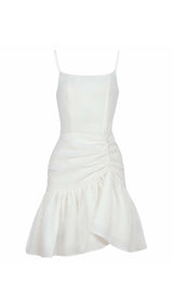 STRAPPY RUFFLED MINI DRESS IN WHITE styleofcb 